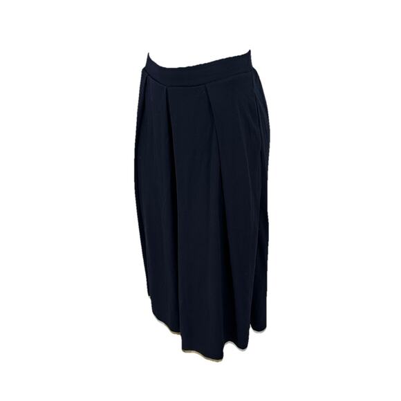 Uniqlo Small Women Pull On Pleated Cropped Wide Leg Pants Navy Blue 12-2k - Picture 2 of 9